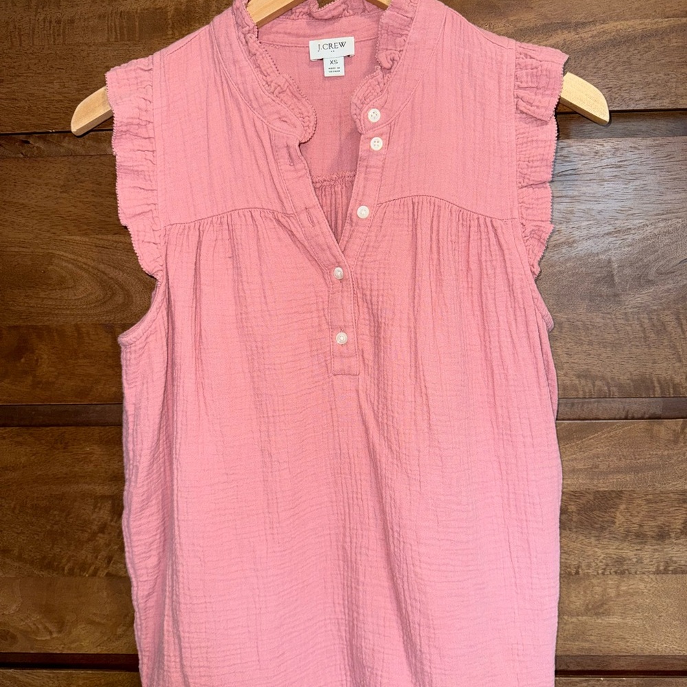 J. Crew Ruffled Pink Blouse